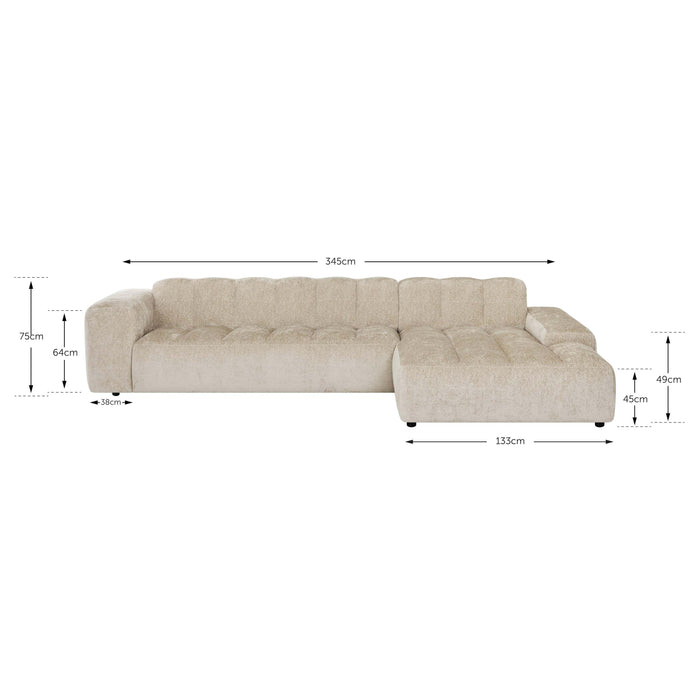 by fonQ Plume 4-zits Hoekbank met Chaise Longue XL Rechts - Chenille - Antraciet