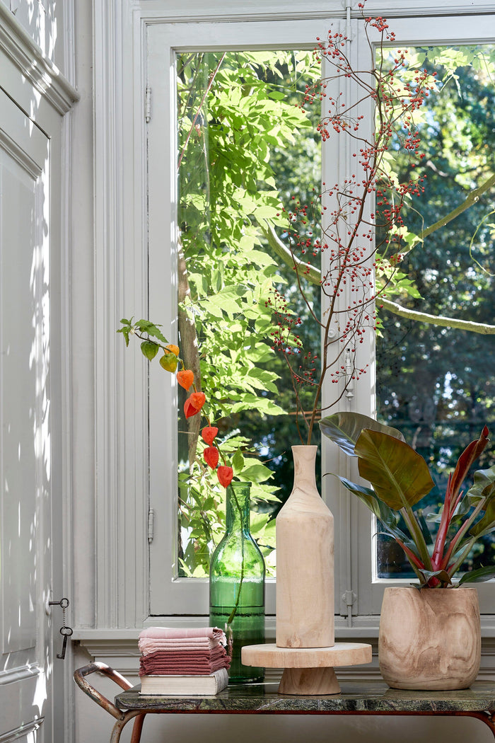 Mica Decorations Pia Bloempot - H16 x Ø19 cm - Paulowniahout - Bruin