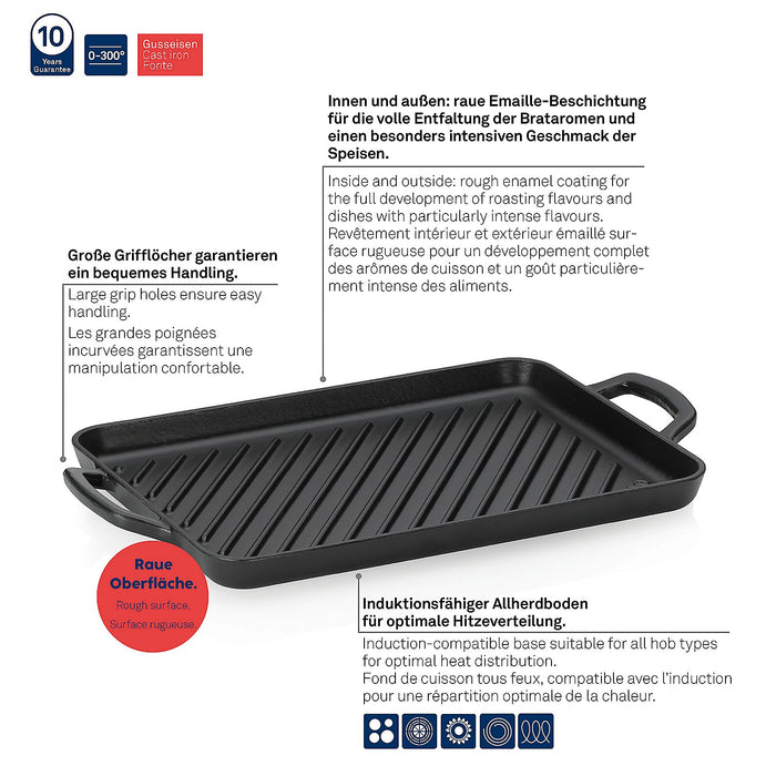 Grillplaat, Gietijzer, Zwart, 25 x 35 cm - Kela | Calido