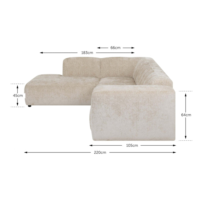 by fonQ Plume 3-zits Hoekbank Links - Chenille - Terra