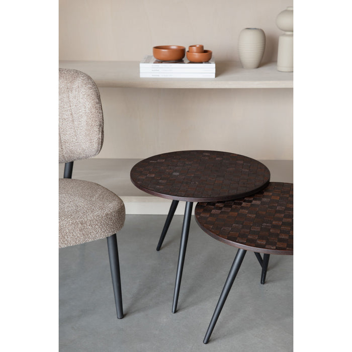 Housecraft Living Webster Bijzettafel Rond Teak Hout Bruin - Set van 2