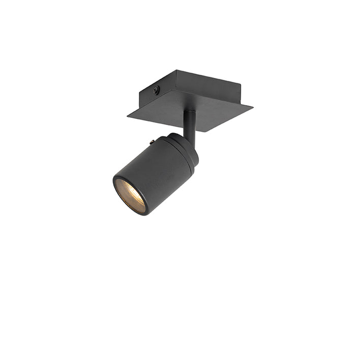 QAZQA Moderne badkamer spot zwart vierkant IP44 - Ducha