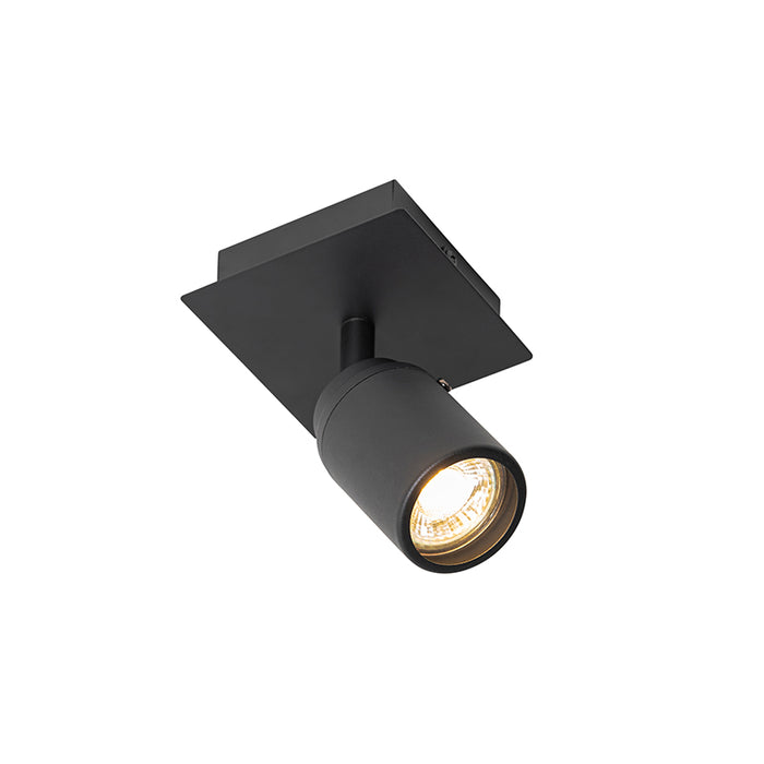 QAZQA Moderne badkamer spot zwart vierkant IP44 - Ducha