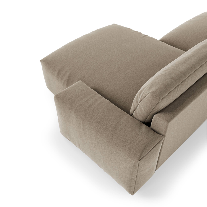 Rechterhoekbank, 4-zits, zachte geweven stof, taupe, 310 cm