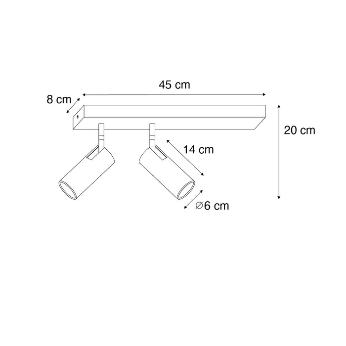QAZQA Moderne plafondspot zwart 2-lichts verstelbaar - Renna