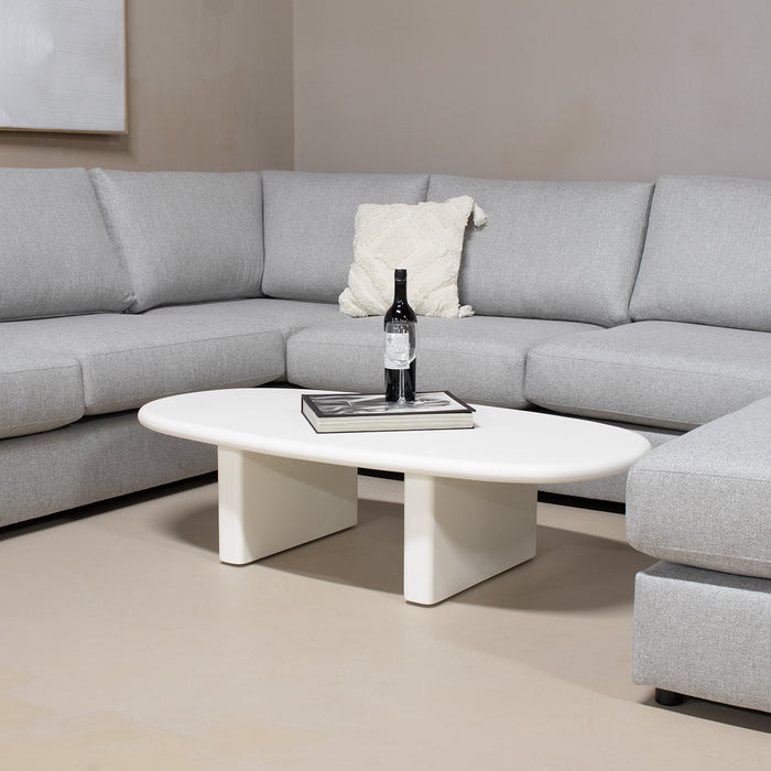 Giga Meubel - Salontafel Ovaal 130cm - Beige Betonlook
