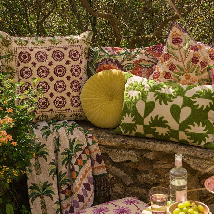 Sissy-Boy Multicolour jacquard geweven sprei met palmboom print