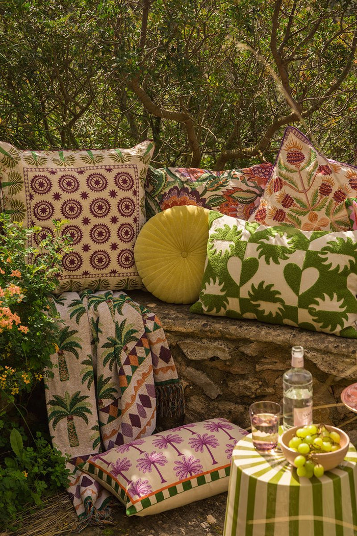 Sissy-Boy Multicolour jacquard geweven sprei met palmboom print