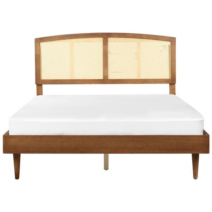 Beliani-VARZY -Bed met LED-Lichtbruin-160 x 200 cm-Rubberhout