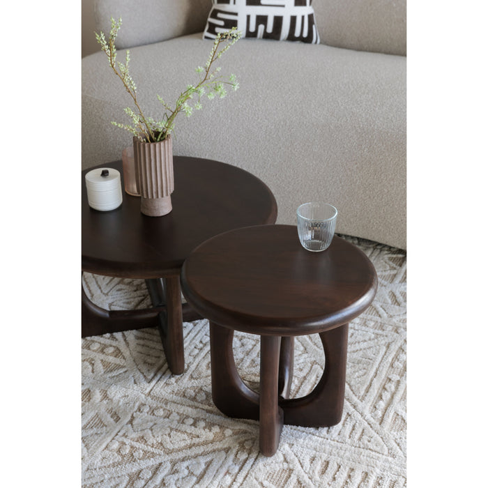 Housecraft Living Jani Bijzettafel Rond 40 cm Mangohout Bruin donker