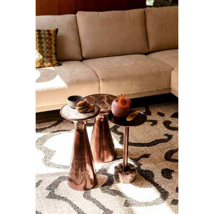 Dutchbone Pose Bijzettafel Rond 25 cm Metaal| Marmer Bruin