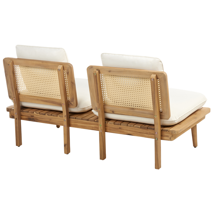 Beliani - ACCADIA - Loungeset - Lichtbeige - Acaciahout