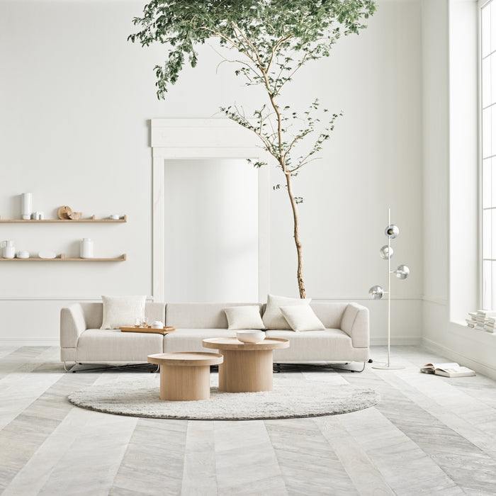 Bolia Plateau Bijzettafel - H 42 x Ø 74 cm - Witgepigmenteerd Gelakt Eiken