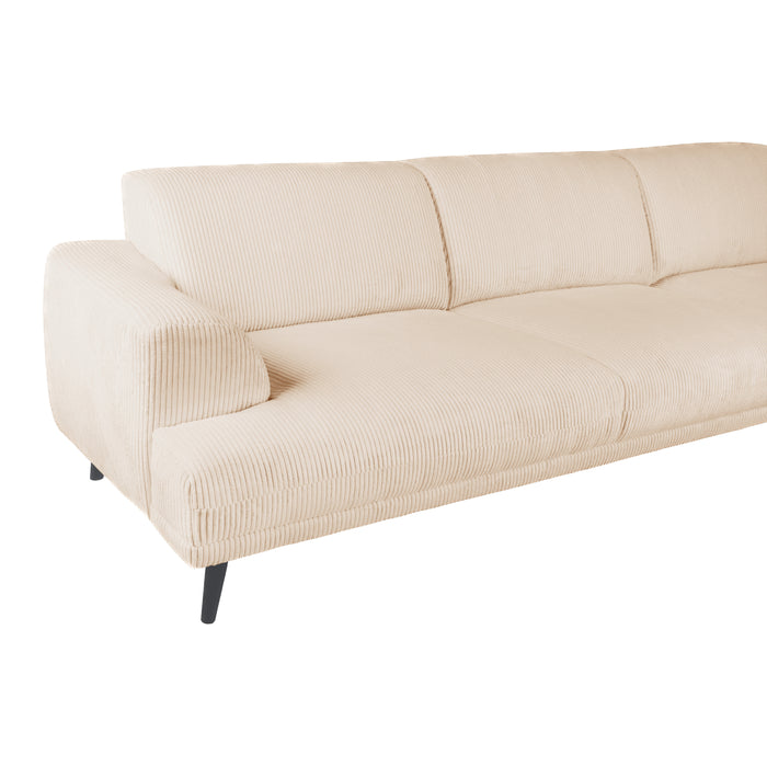by fonQ Flair Hoekbank met Chaise Longue Rechts - Rib - Crème