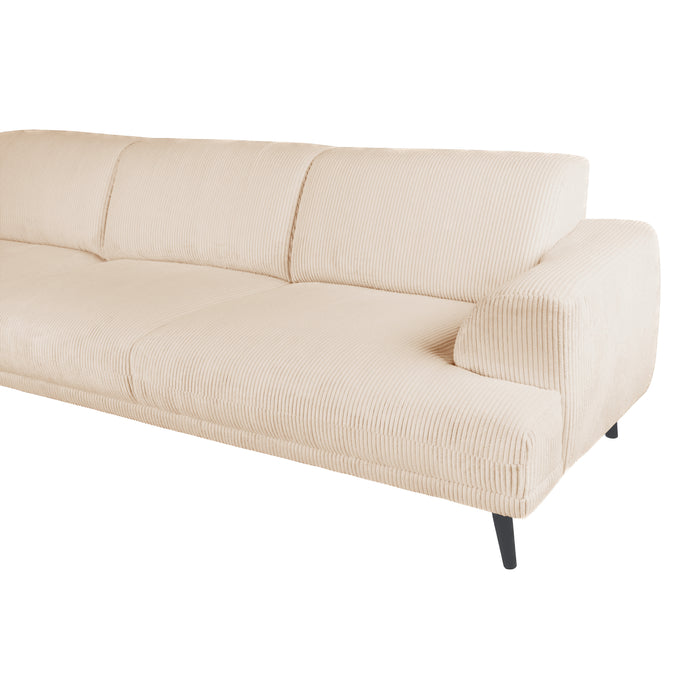 by fonQ Flair Hoekbank met Chaise Longue Links - Rib - Crème