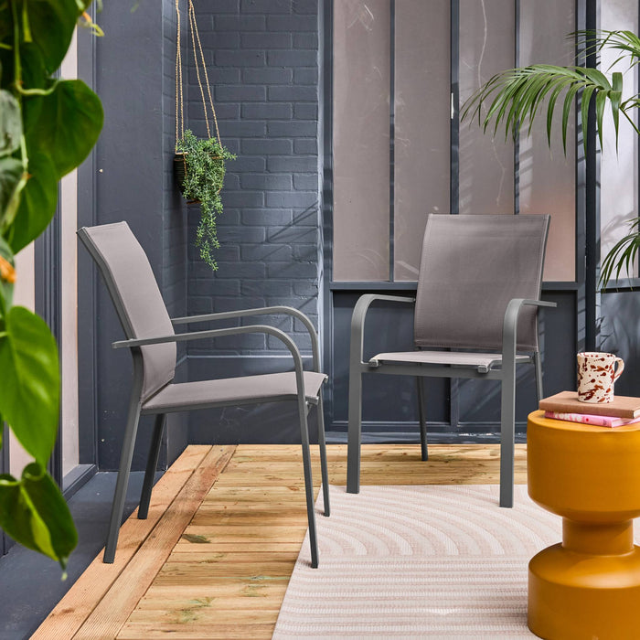 sweeek - Stapelen tuinstoelen van aluminium en textileen (Set van 2)