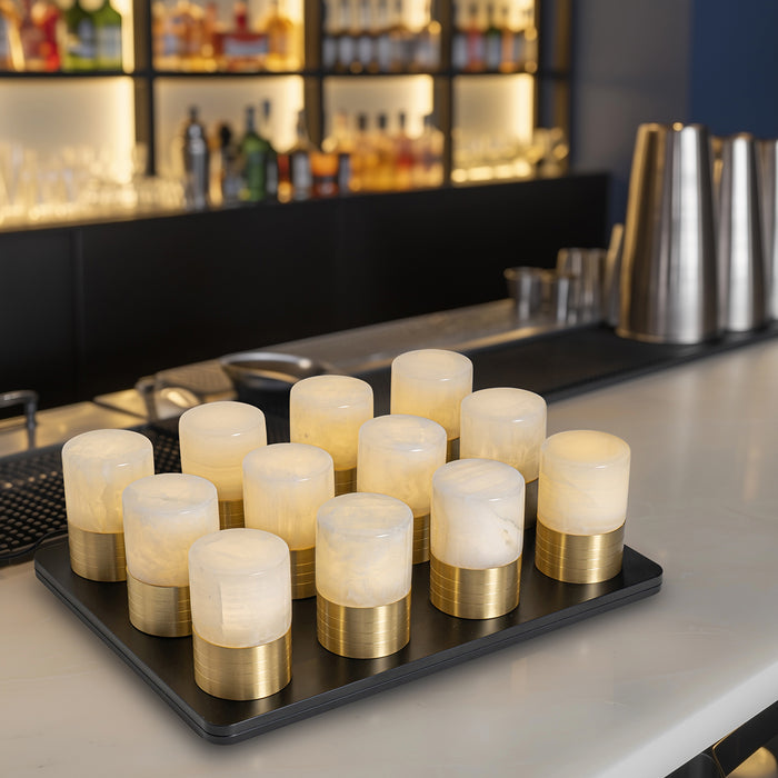 QAZQA Set van 12 tafellampen goud RGBW oplaadbaar incl. laadstation -