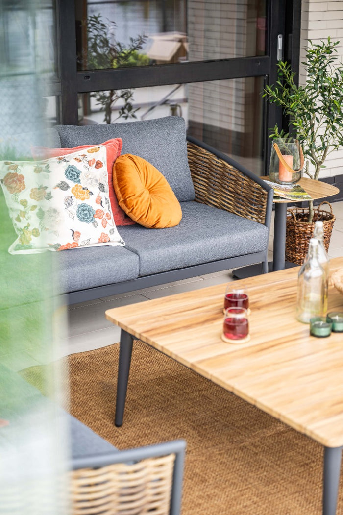 GI Bali loungeset (4-delig) - Naturel Rotan|Carbon Black