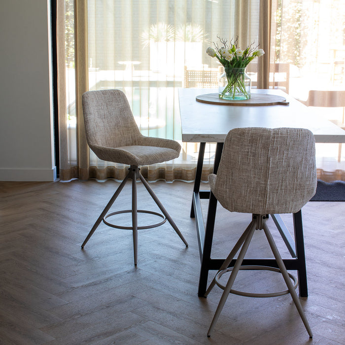 DÉJA Living - Barkruk Beige Draaibaar - Zithoogte 67cm - Senna - Set van 2