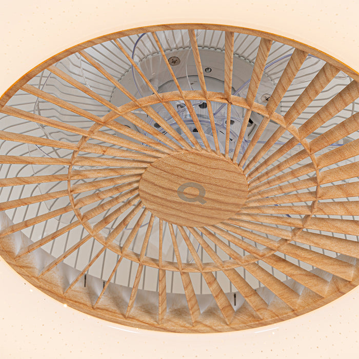 QAZQA Plafondventilator hout print met ster effect 60cm incl. LED