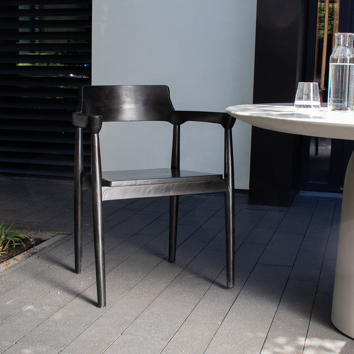 DÉJA Living - Tuinstoel - Zwart Teakhout - Zithoogte 47cm - Hazel - Set van 2