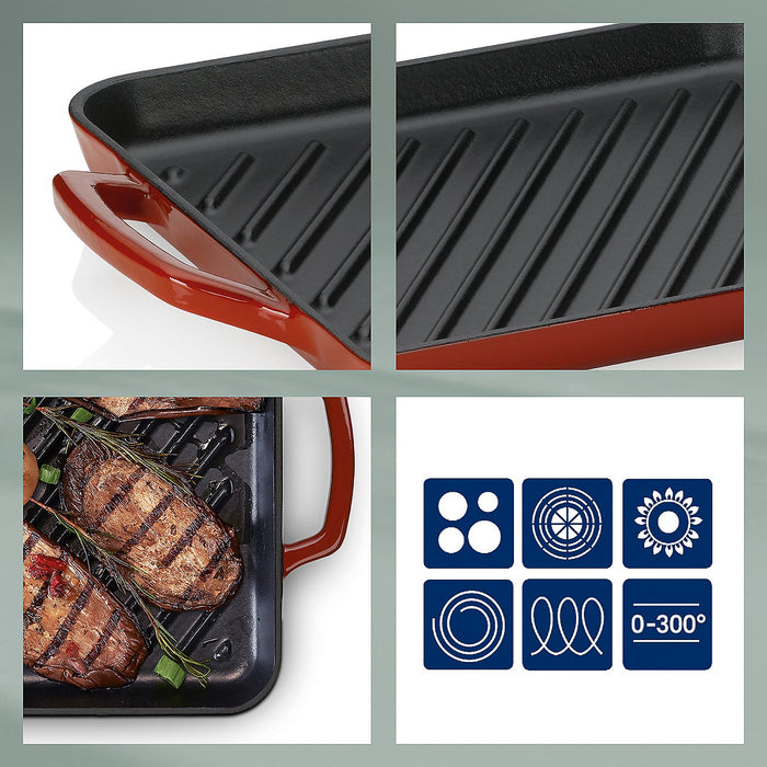 Grillplaat, Gietijzer, Rood, 25 x 35 cm - Kela | Calido