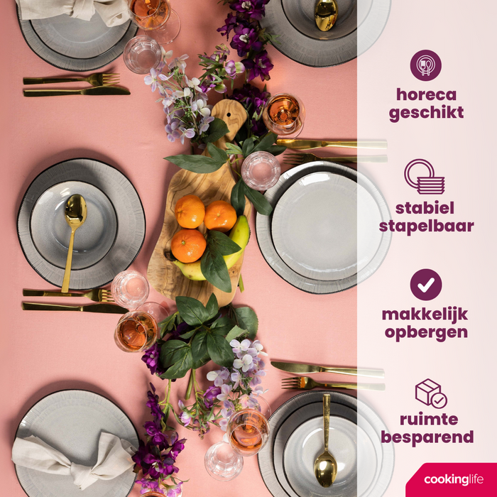 Cookinglife Ontbijtborden | Dessertborden Nola Warm Grey ø 21 cm - 6 stuks