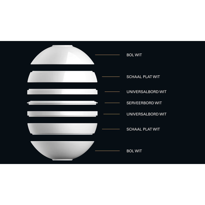 Villeroy & Boch Serviesset La Boule - Wit - 7-delig | 2 personen - 2x bol, 2x schaal, 2x universeel bord, 1x serveerschaal