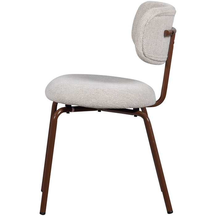 WOOOD Travis Eetkamerstoelen - Polyester - Off White - Set van 2