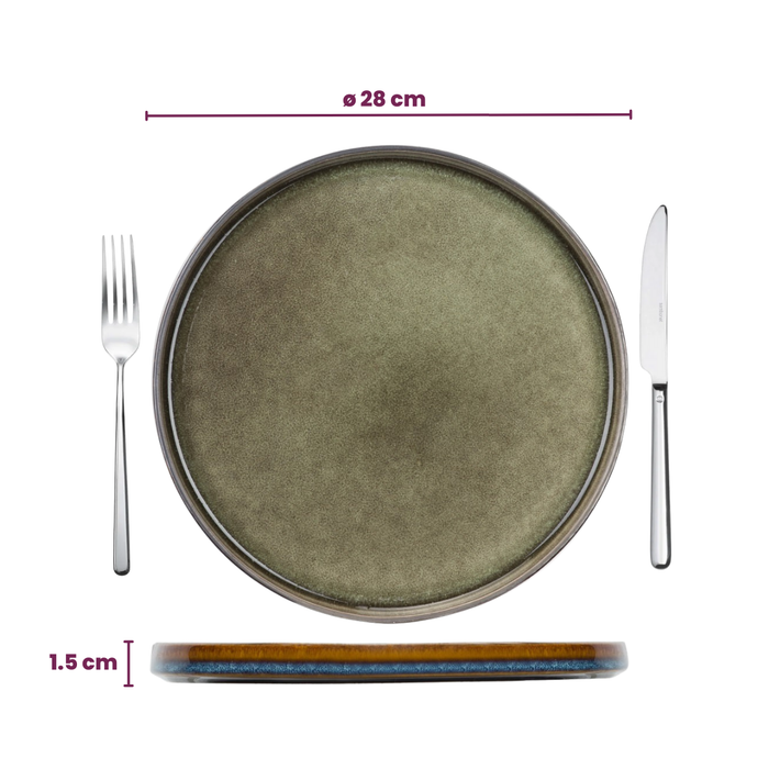 Cosy & Trendy Serviesset Quintana Green 18-delig | 6 personen - 6 dinerborden, 6 diepe borden en 6 ontbijtborden