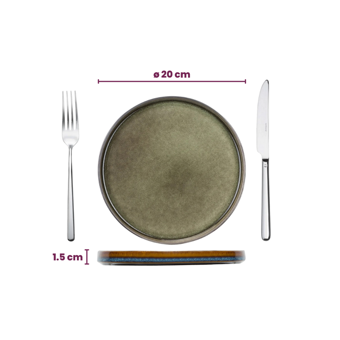 Cosy & Trendy Serviesset Quintana Green 18-delig | 6 personen - 6 dinerborden, 6 diepe borden en 6 ontbijtborden