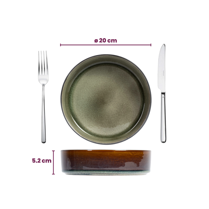 Cosy & Trendy Serviesset Quintana Green 18-delig | 6 personen - 6 dinerborden, 6 diepe borden en 6 ontbijtborden