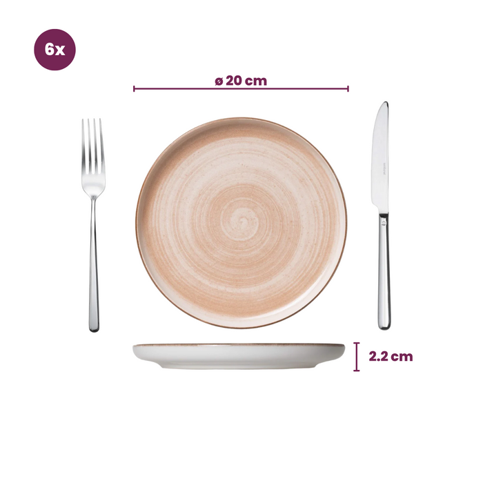 Cosy & Trendy Serviesset Baltic Peach 18-delig | 6 personen - 6 borden, 6 diepe borden en 6 schaaltjes