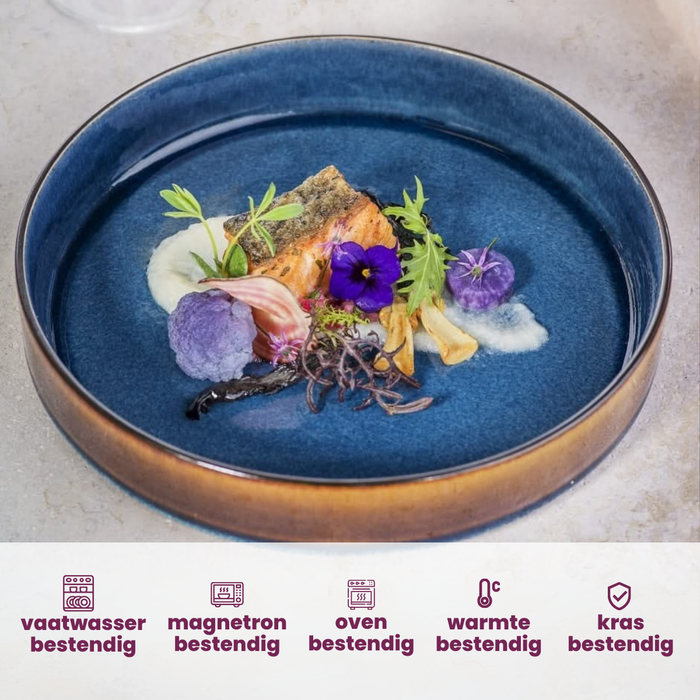 Cosy & Trendy Serviesset Quintana Blue 18-delig | 6 personen - 6 dinerborden, 6 diepe borden en 6 ontbijtborden