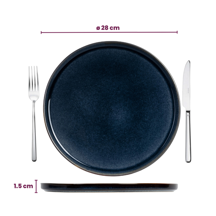 Cosy & Trendy Serviesset Quintana Blue 18-delig | 6 personen - 6 dinerborden, 6 diepe borden en 6 ontbijtborden