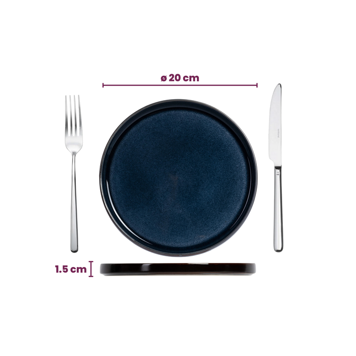 Cosy & Trendy Serviesset Quintana Blue 18-delig | 6 personen - 6 dinerborden, 6 diepe borden en 6 ontbijtborden