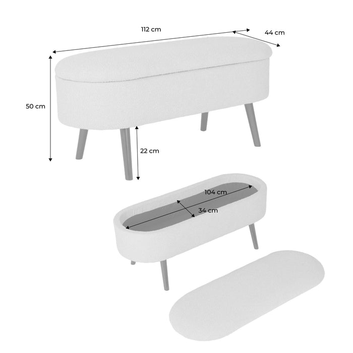 sweeek - Bank, bedeinde boucléstof, poten van zwart heveahout