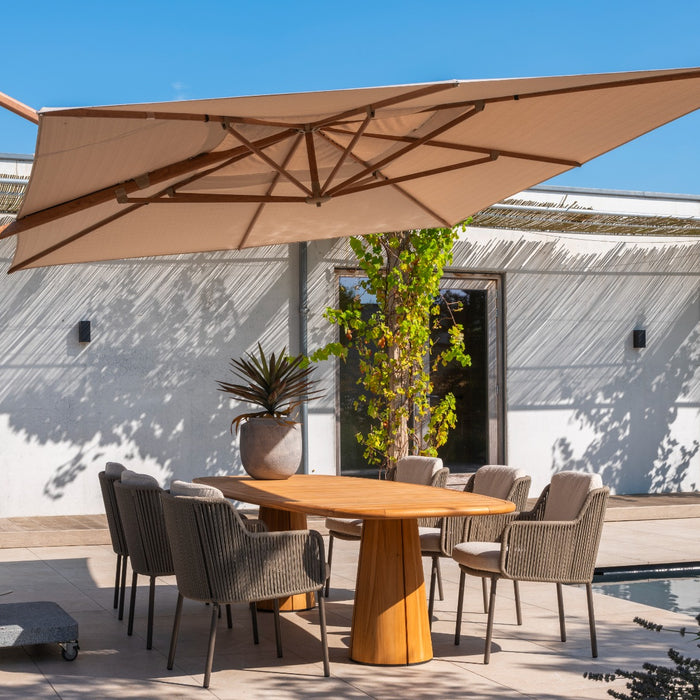 4-Seasons Hacienda zweefparasol 300 x 400 cm. - Woodlook|Sand