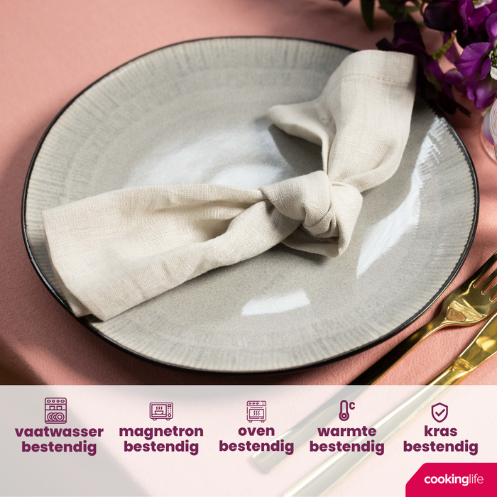 Cookinglife Dinerborden Nola Warm Grey ø 27 cm - 6 stuks