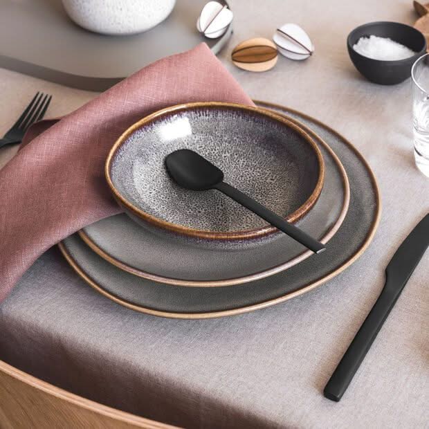 Villeroy & Boch Serviesset Lave - Beige - 4-delig | 2 personen - 2 dinerborden en 2 diepe borden