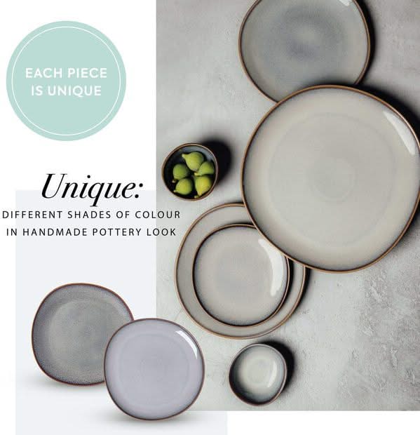 Villeroy & Boch Serviesset Lave - Beige - 4-delig | 2 personen - 2 dinerborden en 2 diepe borden