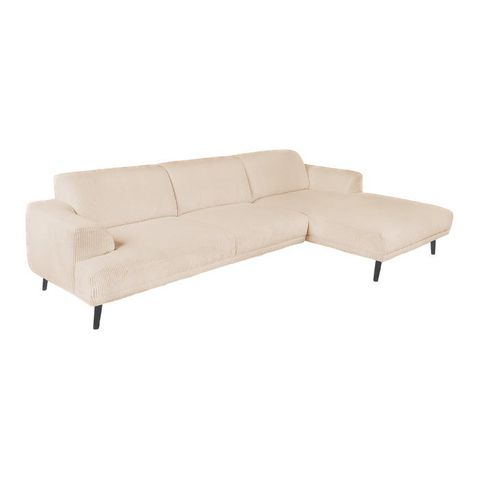 by fonQ Flair Hoekbank met Chaise Longue Rechts - Rib - Crème