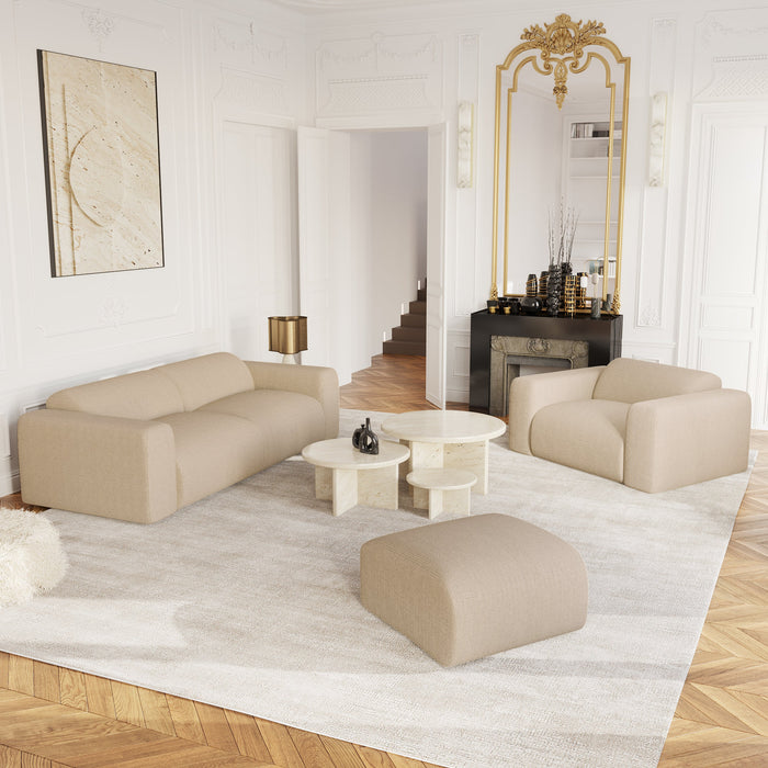 Beige ribfluwelen fauteuil