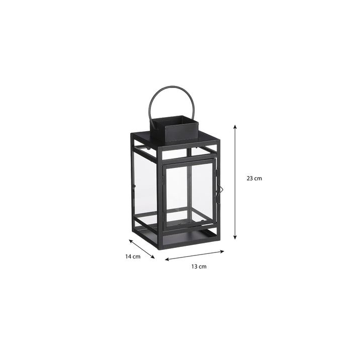 Mica Decorations Storm Lantaarn - L13,5 x B13 x H23 cm - Zwart