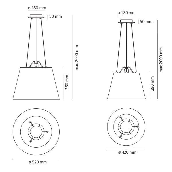 Tolomeo Mega hanglamp 52cm grijs satijn