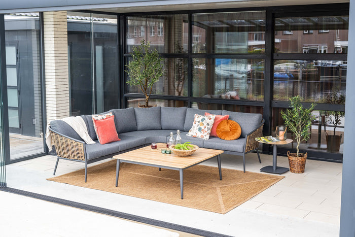 GI Bali loungeset (4-delig) - Naturel Rotan|Carbon Black