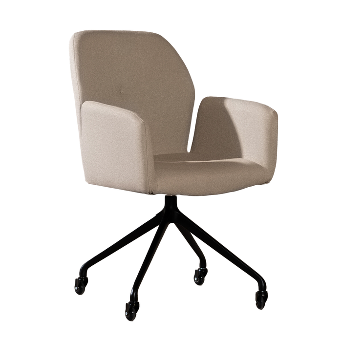 Bronx71 Scandinavische eetkamerstoel op wieltjes Runa gerecyclede stof