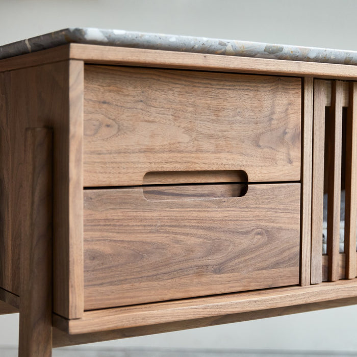 Tikamoon - Isaure - Dressoir van massief notenhout en premium terrazzo