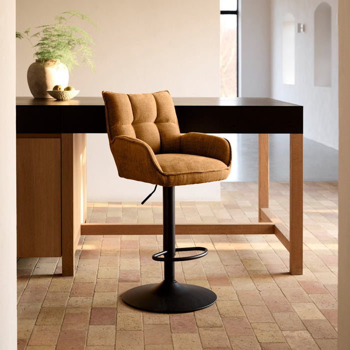 Giga Living - Barstoel Oranje Stof - Verstelbaar - Marilla - Set van 2