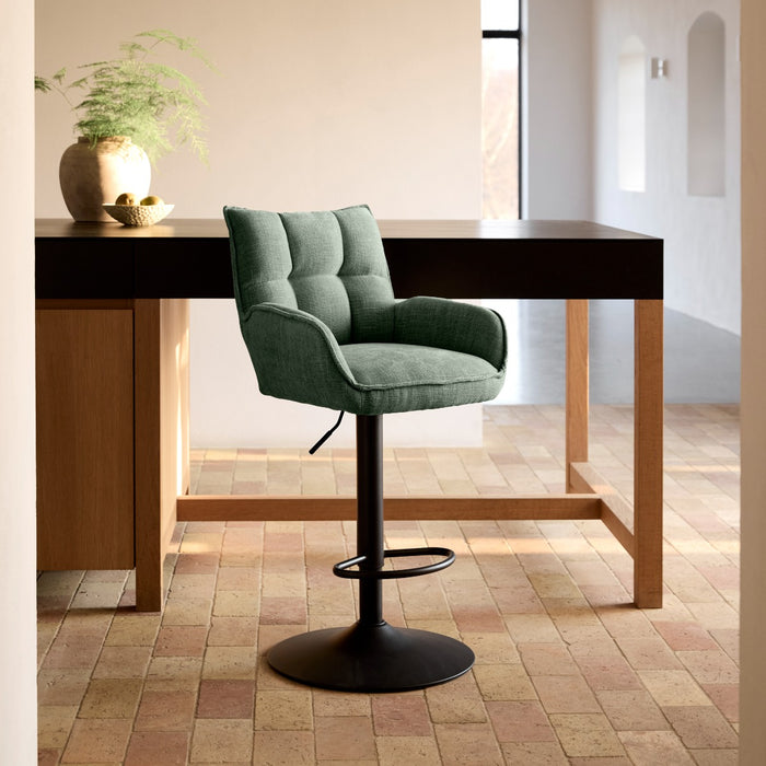 Giga Living - Barstoel Groen Stof - Verstelbaar - Marilla - Set van 2